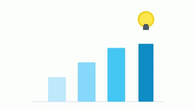 Animated bar chart with lightbulb idea symbol