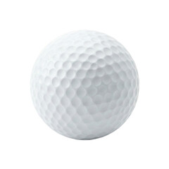 ディンプル加工が施された純白のゴルフボールが、影を伴いながら透明な背景に孤立して配置されており、スポーツやレジャーのコンセプトを表現する素材として利用可能です。