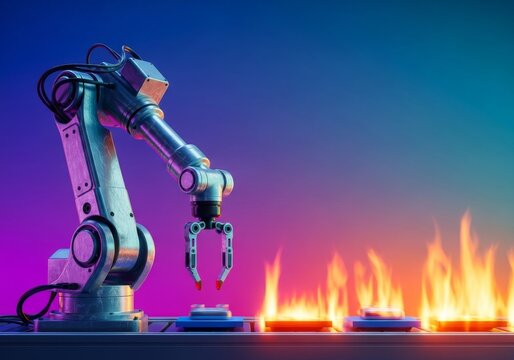A sophisticated industrial robot arm performs high-speed pick and place operations on an assembly line, ensuring rapid manufacturing efficiency, rapid, scara, industry