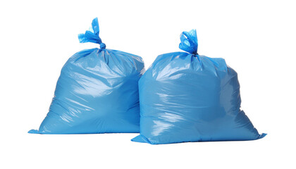 two blue Plastic Trash Bags isolated on White Background1