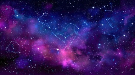 Beautiful Heart-Shaped Constellation Against Starry Cosmic Background