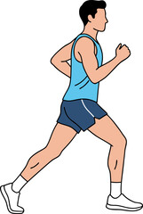 Fototapeta premium Male Runner Jogging Side View – Athletic Fitness Running Vector Illustration