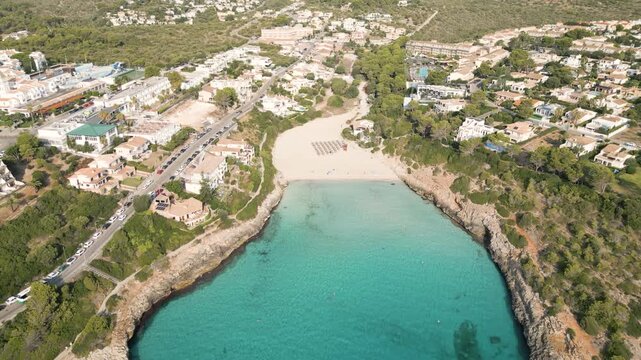 Drone de Cala Anguila, playa en zona este de Mallorca, Spain