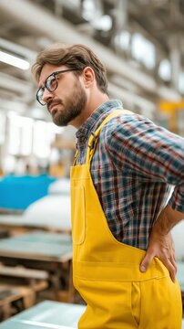 A industry worker suffers from excruciating lower back ache.	