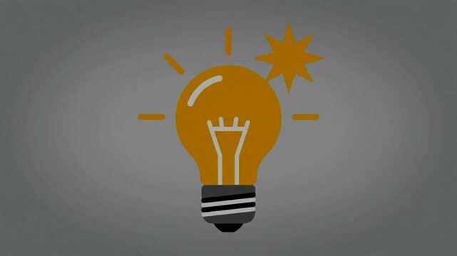 Light bulb illustration with glowing effect on gray