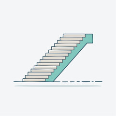 Obraz premium Simple illustration of a staircase with white steps and green support.