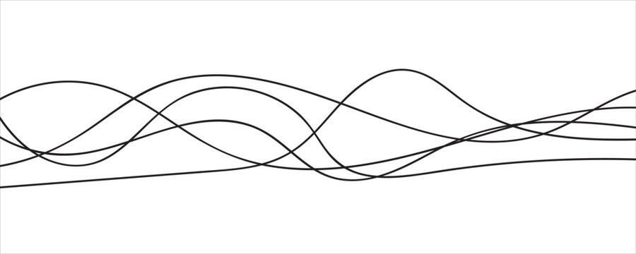 Thin line wavy abstract vector background. Curve wave seamless pattern, curvy long squiggles line. Thin curved wavy lines. Line art striped graphic template. Vector illustration