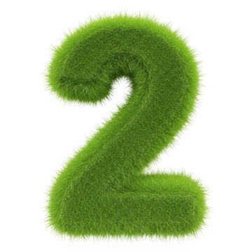 A green grass number two on white background