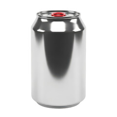 Obraz premium Shiny silver can drink isolated on transparent background