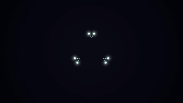 Symmetrical white abstract lines shape animation on black