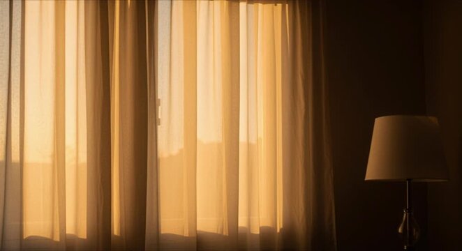 soft curtain moving from window with warm light perfect for all the feels