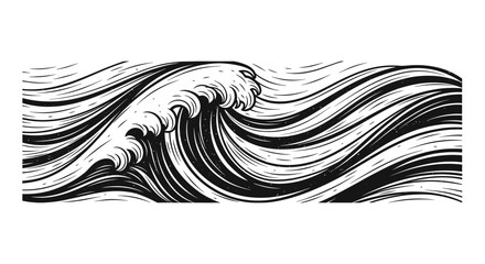 Fototapeta premium Stylized Ocean Wave Illustration with Dynamic Lines and Striations