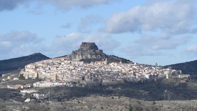 Historic Morella Walled City Surrounded by Scenic Landscape
