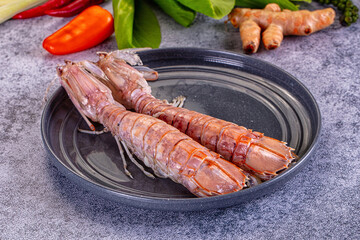 Gourmet boiled big Mantis shrimp