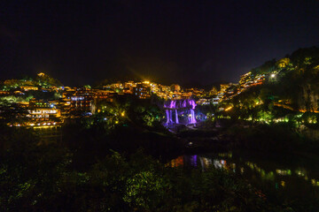 Obraz premium Furong town at night in Hunan province, China