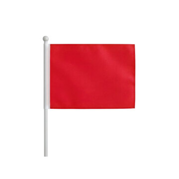 Small red flag on white stick isolated on transparent background