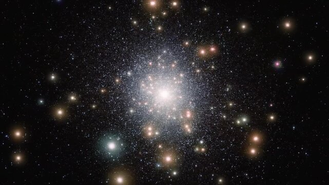 Entering a globular cluster zone in deep space.