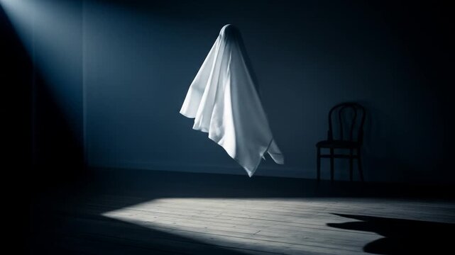 Ethereal Apparition - A Ghostly Figure in a Haunted Room.