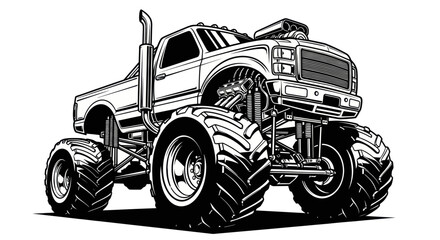 Monster Truck Illustration - Off-road Vehicle with Large Tires and Powerful Engine © hidayati