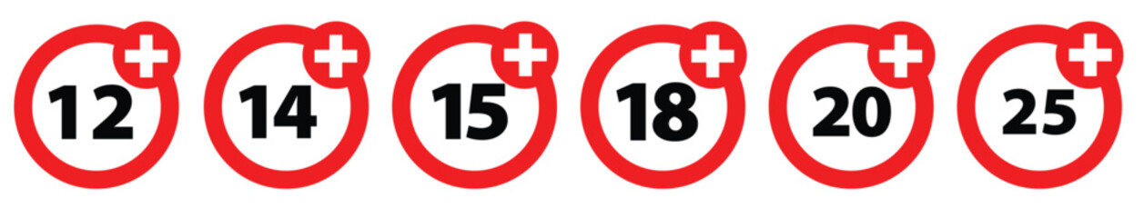 Obraz premium Red Age Restriction Symbols with Numbers