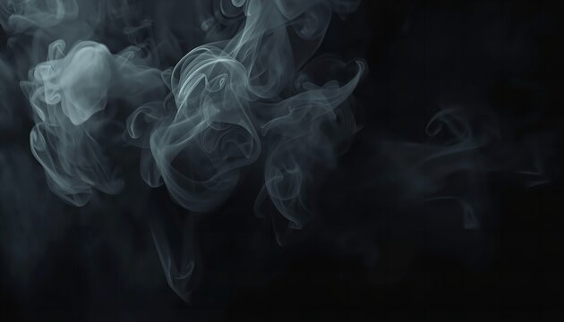 A dark background with swirling smoke tendrils