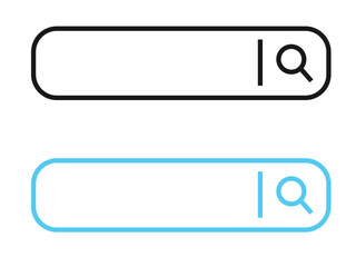 Obraz premium Search Bar UI Elements: Black and Blue Icons for Web and App Design