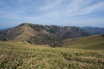 Obraz premium Climbing Mt. Tsurugi, Tokushima, Japan