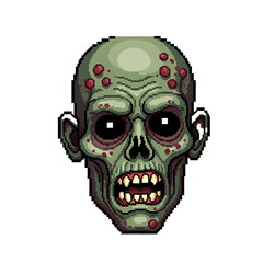 恐ろしいピクセルアートのゾンビの頭部イラスト
