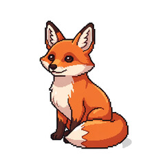 愛らしいキツネ、鮮やかなオレンジ色の毛並み、座る姿