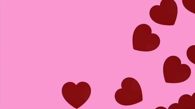 Animated video heart sign moving on pink background