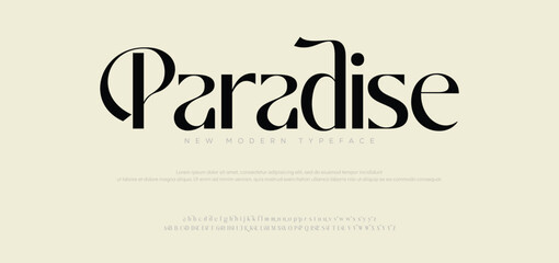 Paradise minimal luxury font alphabet logo. Typography beauty fashion elegant minimalist serif italic fonts decorative wedding vintage retro logos. vector illustration © MOHXXIN