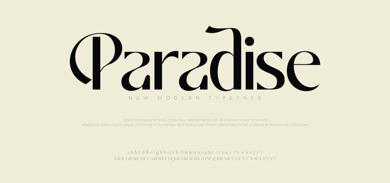 Paradise minimal luxury font alphabet logo. Typography beauty fashion elegant minimalist serif italic fonts decorative wedding vintage retro logos. vector illustration