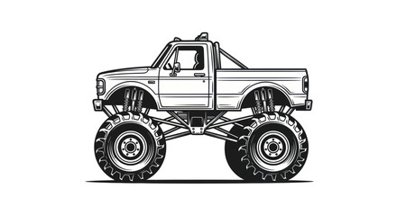 Monster Truck Drawing Illustration - Off Road Vehicle with Big Tires © mus