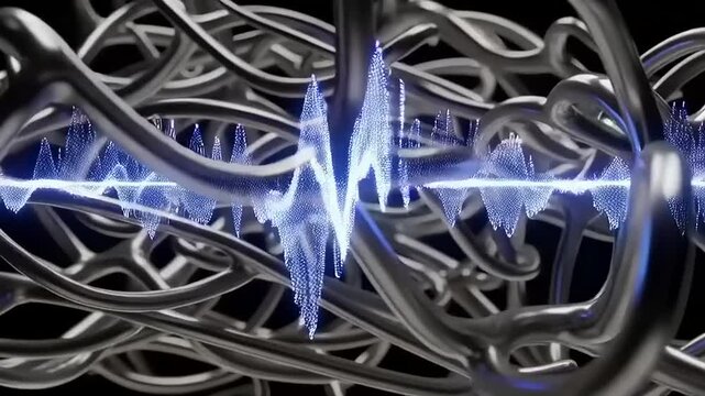 Electricity Pulsing Through Metallic Wires Network.