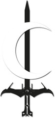 Fototapeta premium Black and white lilith symbol tattoo art - moon sword tattoo idea, design, art, logo, png, 300dpi.