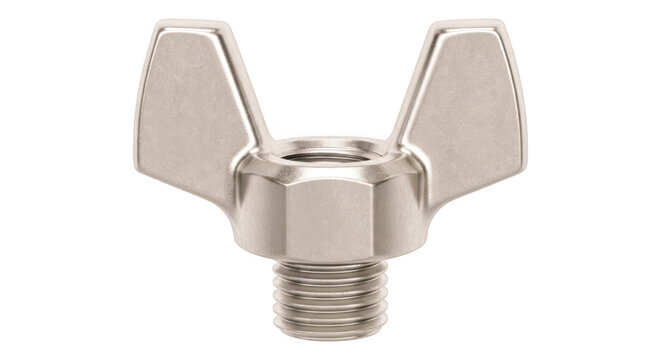 Wing nut fastener isolated industrial hardware component