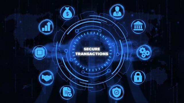 Secure Online Transactions Concept with and on Dark Background Representing Secure Data Exchange and Financial Security