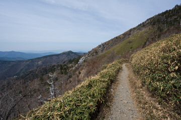 Fototapeta premium Climbing Mt. Tsurugi, Tokushima, Japan