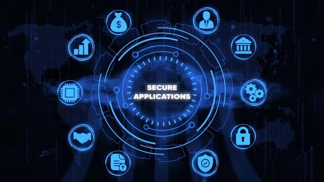 Secure Applications Concept with and on Dark Background Representing Secure Online Transactions and Data Protection