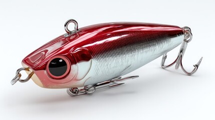 3D fishing lure in red and silver energetic and sharp for sports or outdoor brands