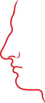 European classical Roman nose profile on white background.
