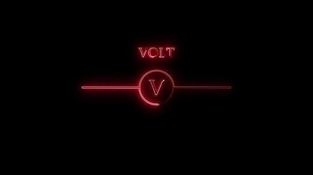 Abstract glowing red color neon battery volt icon on black background. Neon battery volt icon. Battery Status Sign.