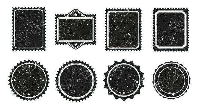 Vintage Stamp Frames Collection: Grunge Blank Labels and Badges