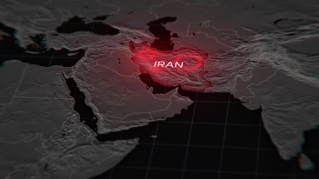Map of Iran under attack. Visualization of military escalation.