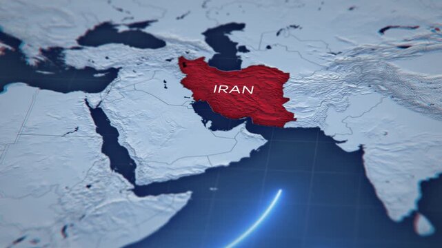Map of Iran under attack. Visualization of military escalation.