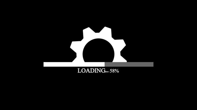 Loading animation on black background. white color setting and loading icon animate. white rectangle box in loading bar animation concept.with 4k video animation.