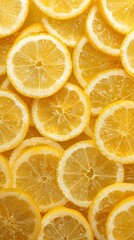 overhead view of a dense pattern of fresh, juicy lemon slices