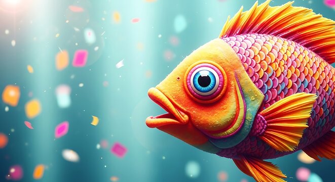 Vibrant orange fish with pink scales and blue eye