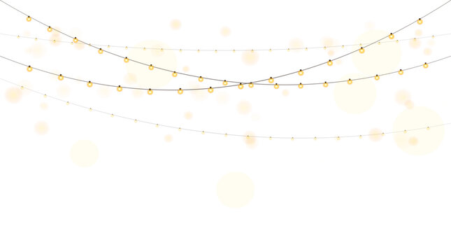 Hanging Fairy String Lights with Warm Bokeh Glow for Elegant Festive Celebration Backdrop