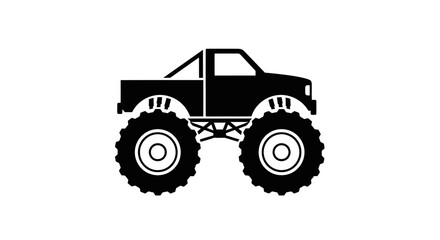 Black monster truck silhouette icon, off-road vehicle, extreme transport © Yunan